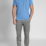 Steel blue πικέ πόλο Combed Βαμβάκι