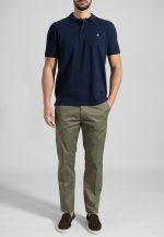 Marine blue combed cotton polo piquet