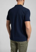 Marine blue combed cotton polo piquet - Image 4