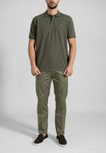 Army green combed cotton polo piquet