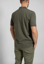 Army green combed cotton polo piquet - Image 4