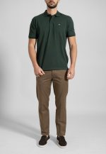 Forest green combed cotton polo piquet