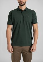 Forest green combed cotton polo piquet - Image 2