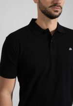 Black combed cotton polo piquet - Image 3