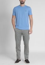 Steel Blue Crew Neck T-shirt Combed Cotton