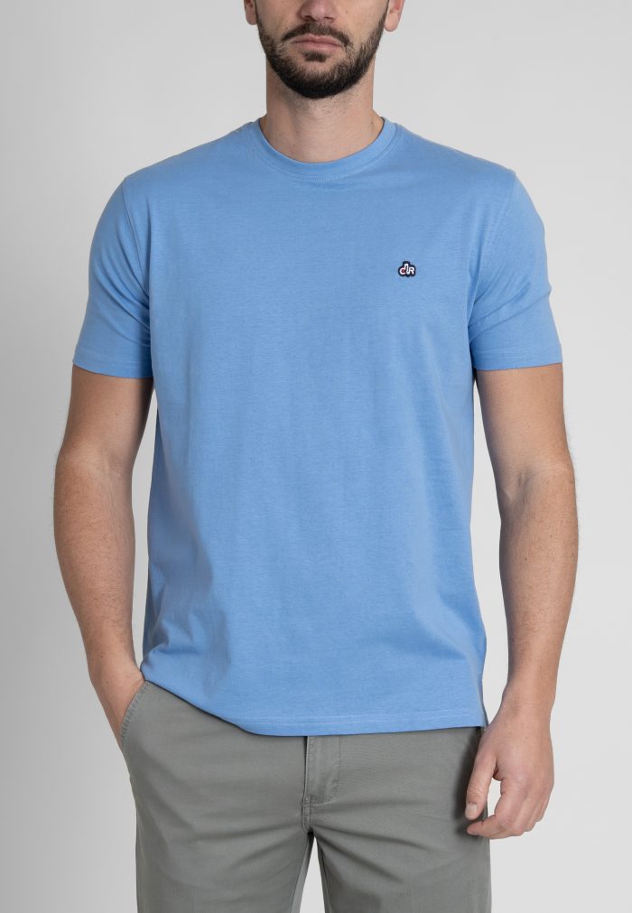 Steel Blue Crew Neck T-shirt Combed Cotton - Image 2