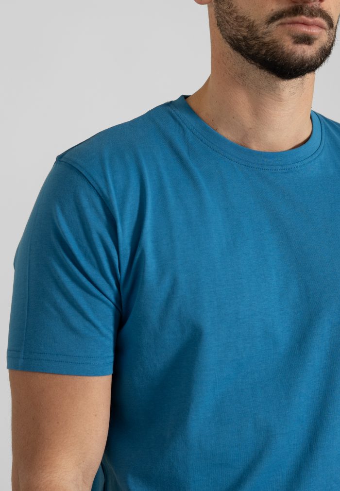 Τυρκουάζ Μπλούζα Λαιμόκοψη Combed Βαμβάκι - Image 3