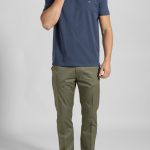 Μπλε Τζιν Μπλούζα Λαιμόκοψη Combed Βαμβάκι