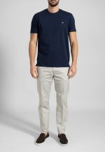 Marine Blue Crew Neck T-shirt Combed Cotton