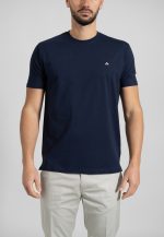 Marine Blue Crew Neck T-shirt Combed Cotton - Image 3