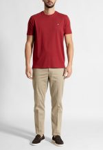 Deep Red Crew Neck T-shirt Combed Cotton