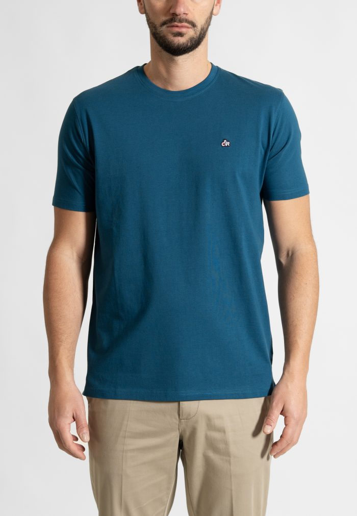 Πετρόλ Μπλούζα Λαιμόκοψη Combed Βαμβάκι - Image 2