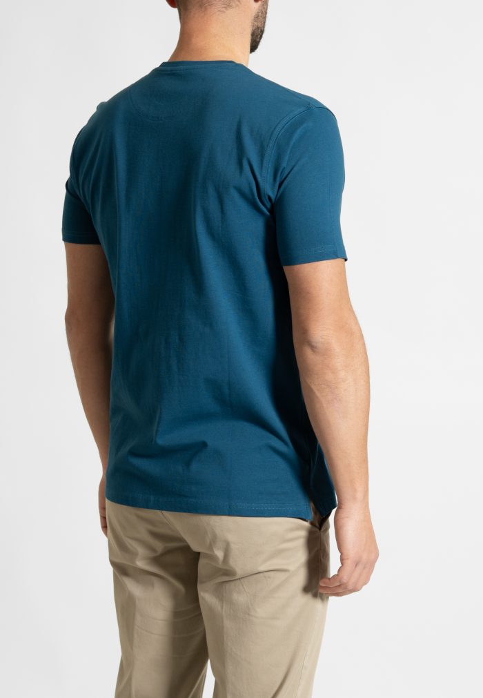Πετρόλ Μπλούζα Λαιμόκοψη Combed Βαμβάκι - Image 4