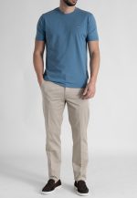 Pilot Blue Crew Neck T-shirt Combed Cotton