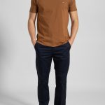 Καφέ κανέλας Μπλούζα Λαιμόκοψη Combed Βαμβάκι