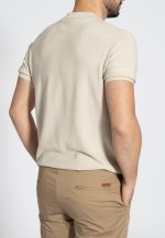 Sand Knitted Polo Shirt Regular Fit - Image 3