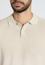 Sand Knitted Polo Shirt Regular Fit - Image 4