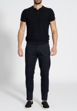 Dark Blue Knitted Polo Shirt Regular Fit