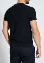 Dark Blue Knitted Polo Shirt Regular Fit - Image 3