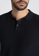 Dark Blue Knitted Polo Shirt Regular Fit - Image 4