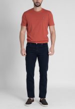 Stretch dark blue jeans slim line