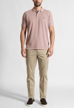 Beige Trousers Chinos Satin Stretch Regural Fit