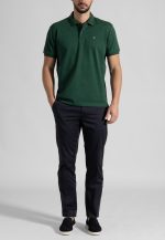 Dark Blue Trousers Chinos Satin Stretch Regural Fit