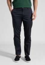 Dark Blue Trousers Chinos Satin Stretch Regural Fit - Image 2