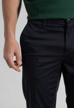 Dark Blue Trousers Chinos Satin Stretch Regural Fit - Image 4