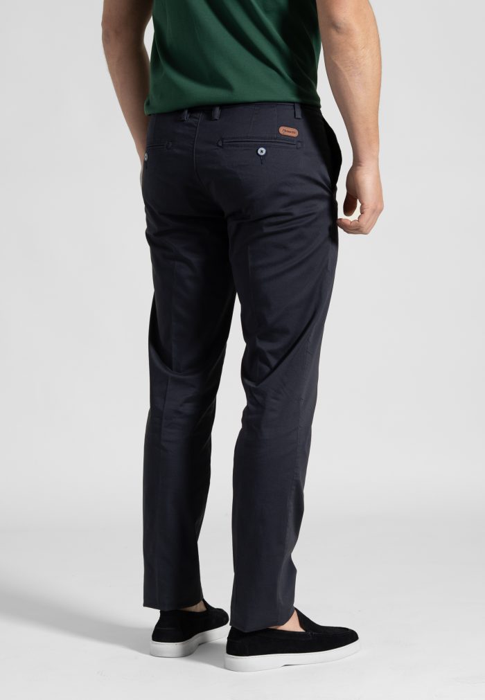 Σκούρο Μπλε Παντελόνι Chino Satin Stretch Κανονική Γραμμή - Image 3