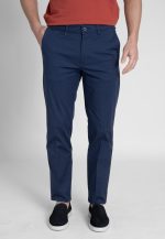 Navy Blue Light gabardine cotton chinos trousers - Image 2