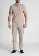 Beige Light gabardine stretch cotton chinos trousers