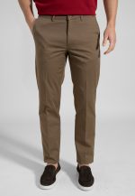 Brown Light gabardine cotton chinos trousers - Image 2