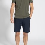 Marine blue dobby stretch regular fit bermuda