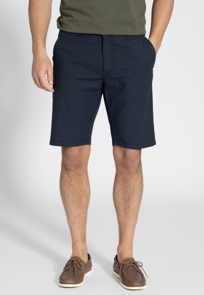 Marine blue dobby stretch regular fit bermuda - Image 2