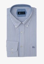 Sky Blue Regular fit slub cotton stripe shirt