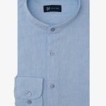 Γαλάζιο Πουκάμισο Μάο λινό κανονική γραμμή