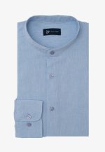 Light Blue Regular fit linen Mao shirt
