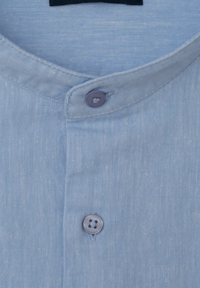 Γαλάζιο Πουκάμισο Μάο λινό κανονική γραμμή - Image 2