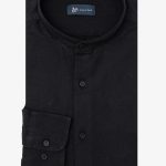 Μαύρο Πουκάμισο Μάο λινό κανονική γραμμή