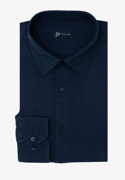 Σκούρο μπλε Πουκάμισο λινό κανονική γραμμή