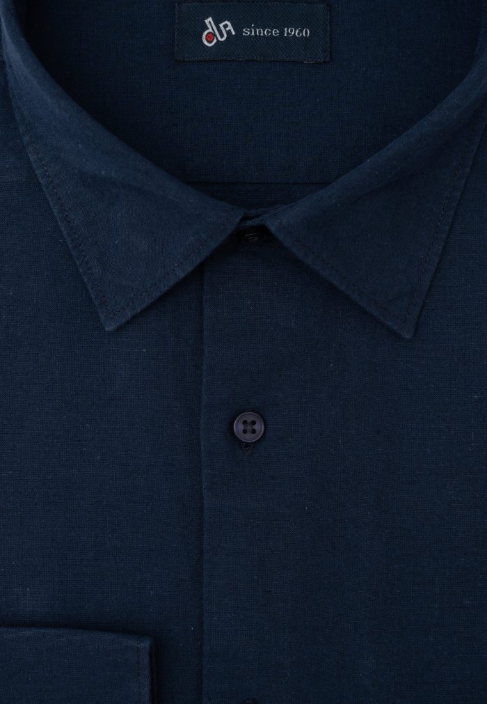 Σκούρο μπλε Πουκάμισο λινό κανονική γραμμή - Image 2