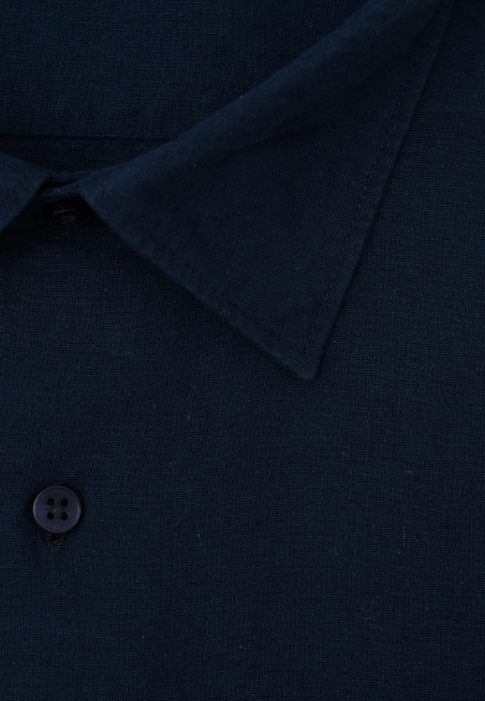 Σκούρο μπλε Πουκάμισο λινό κανονική γραμμή - Image 4