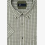 Λαδί Πουκάμισο κοντό μανίκι καρό κανονική γραμμή