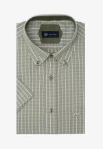 Olive green Short sleeve regular fit check shirt