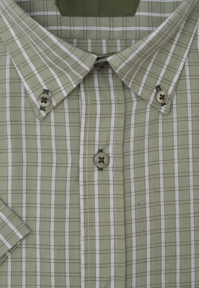 Λαδί Πουκάμισο κοντό μανίκι καρό κανονική γραμμή - Image 2