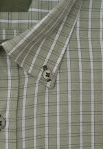 Olive green Short sleeve regular fit check shirt - Image 3