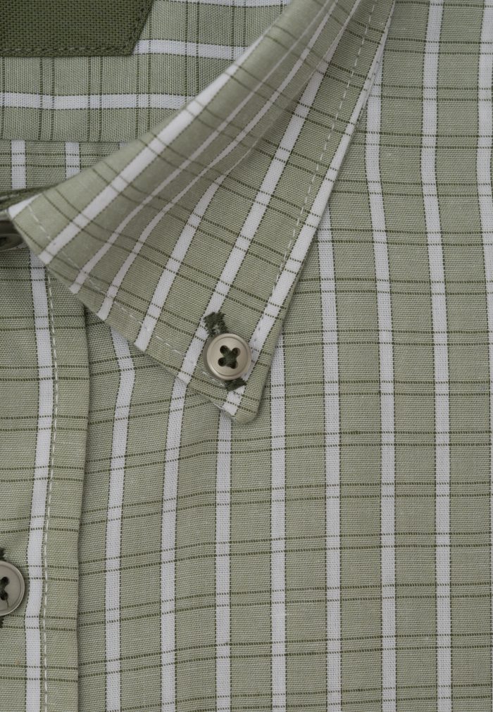 Λαδί Πουκάμισο κοντό μανίκι καρό κανονική γραμμή - Image 3