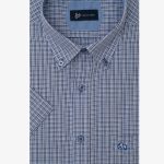 Μπλε Πουκάμισο κοντό μανίκι καρό κανονική γραμμή