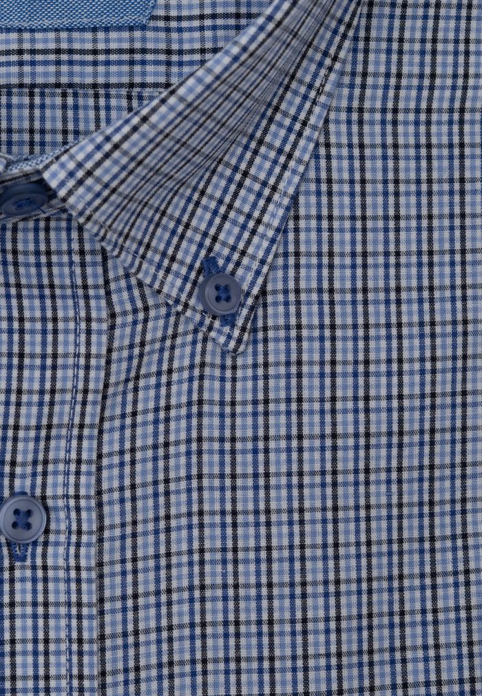 Μπλε Πουκάμισο κοντό μανίκι καρό κανονική γραμμή - Image 4